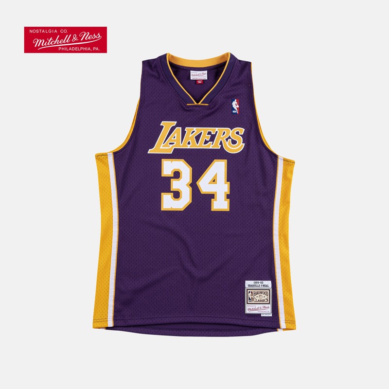 nba 湖人队奥尼尔球衣 mn复古球衣 99-00赛季 sw球迷版 篮球运动比赛