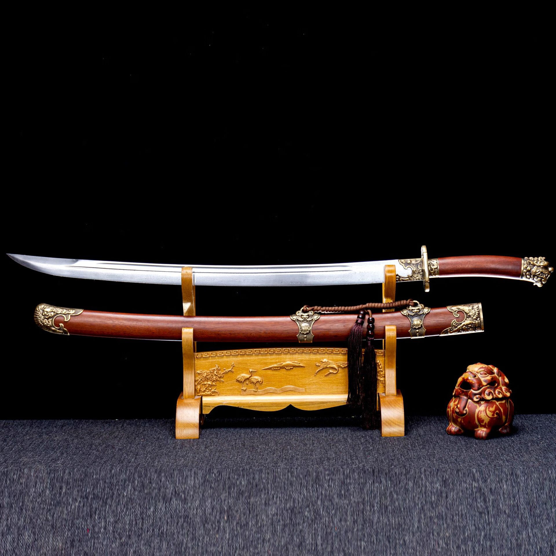 龙虎刀剑龙泉市刀剑花纹钢一体清刀影视硬宝剑锦衣卫绣春刀收藏未开刃