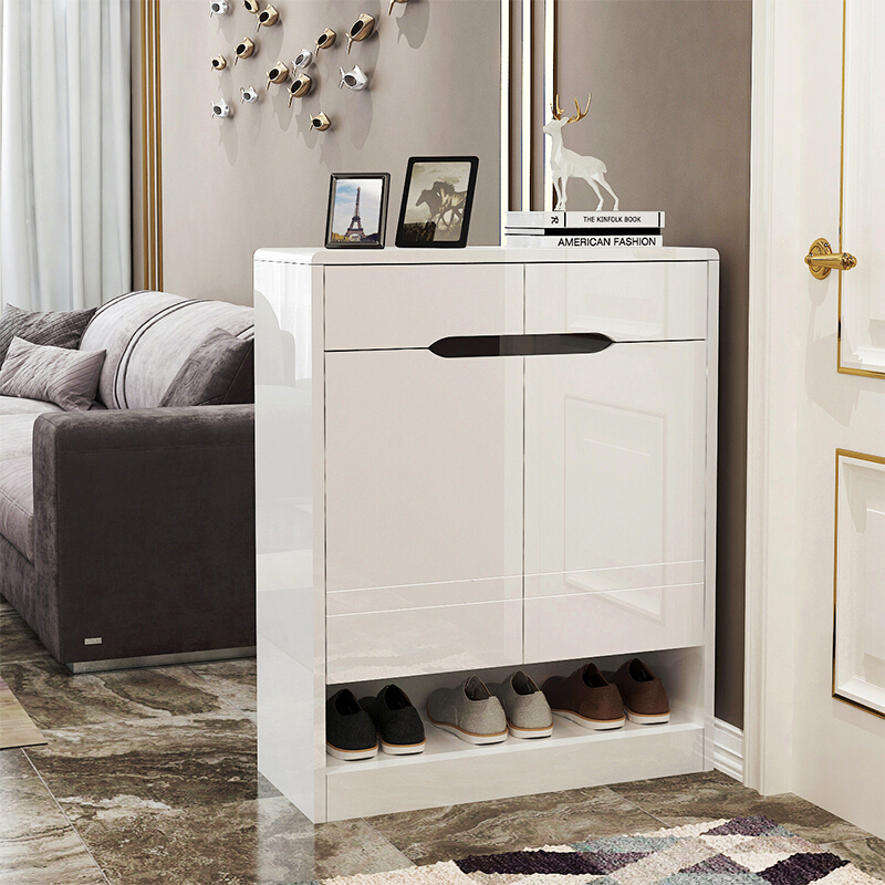 盎梓双面客厅隔断鞋柜家用门口大容量玄关柜黑白烤漆简约现代收纳阳台