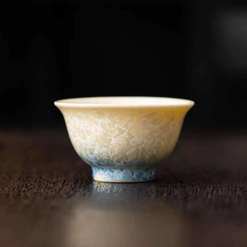 单杯个人专用茶杯陶瓷品茗杯功夫茶具杯盏家用 结晶釉【幽绿】碗杯