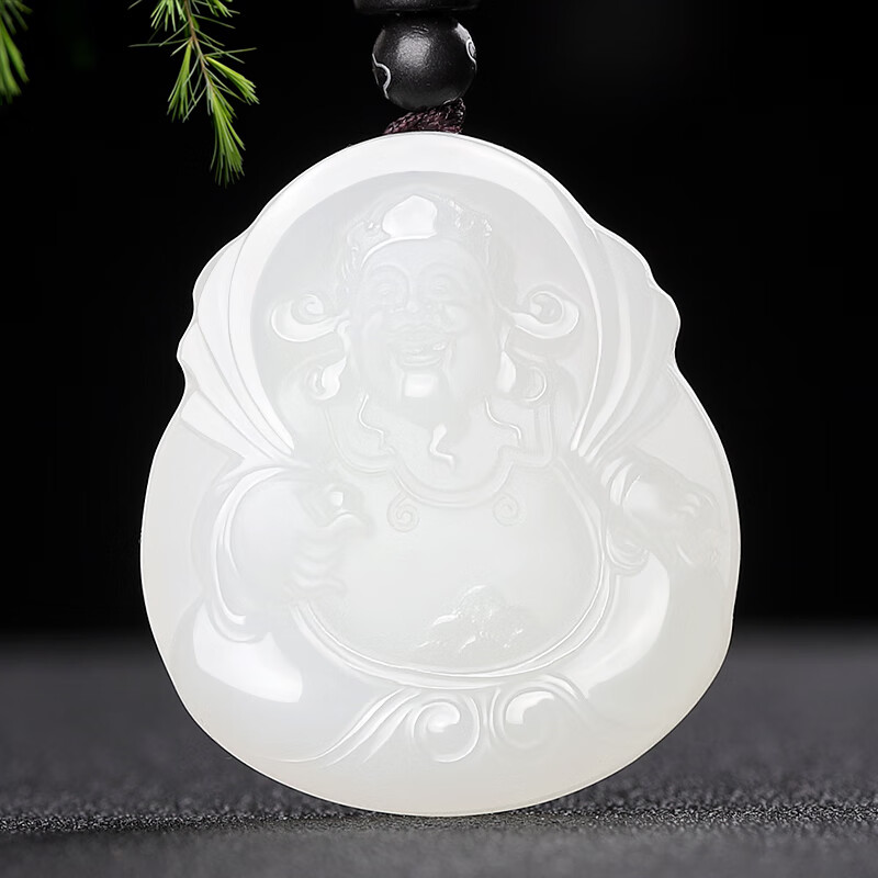 涵怡 和田玉财神爷吊坠男女款文财神玉坠玉佩珠宝玉石项链羊脂白玉 和田玉财神吊坠羊脂玉款