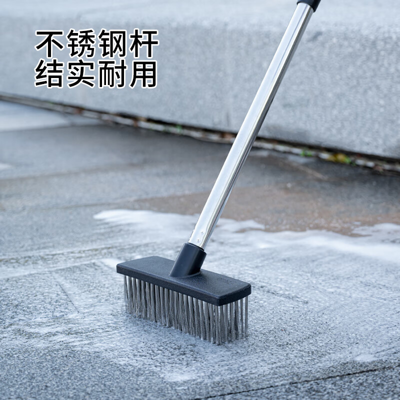 奕清良品浴室地板刷长柄硬毛刷卫生间刷子洗地刷缝隙刷厕所地面瓷砖清洁刷 17CM不锈钢丝刷