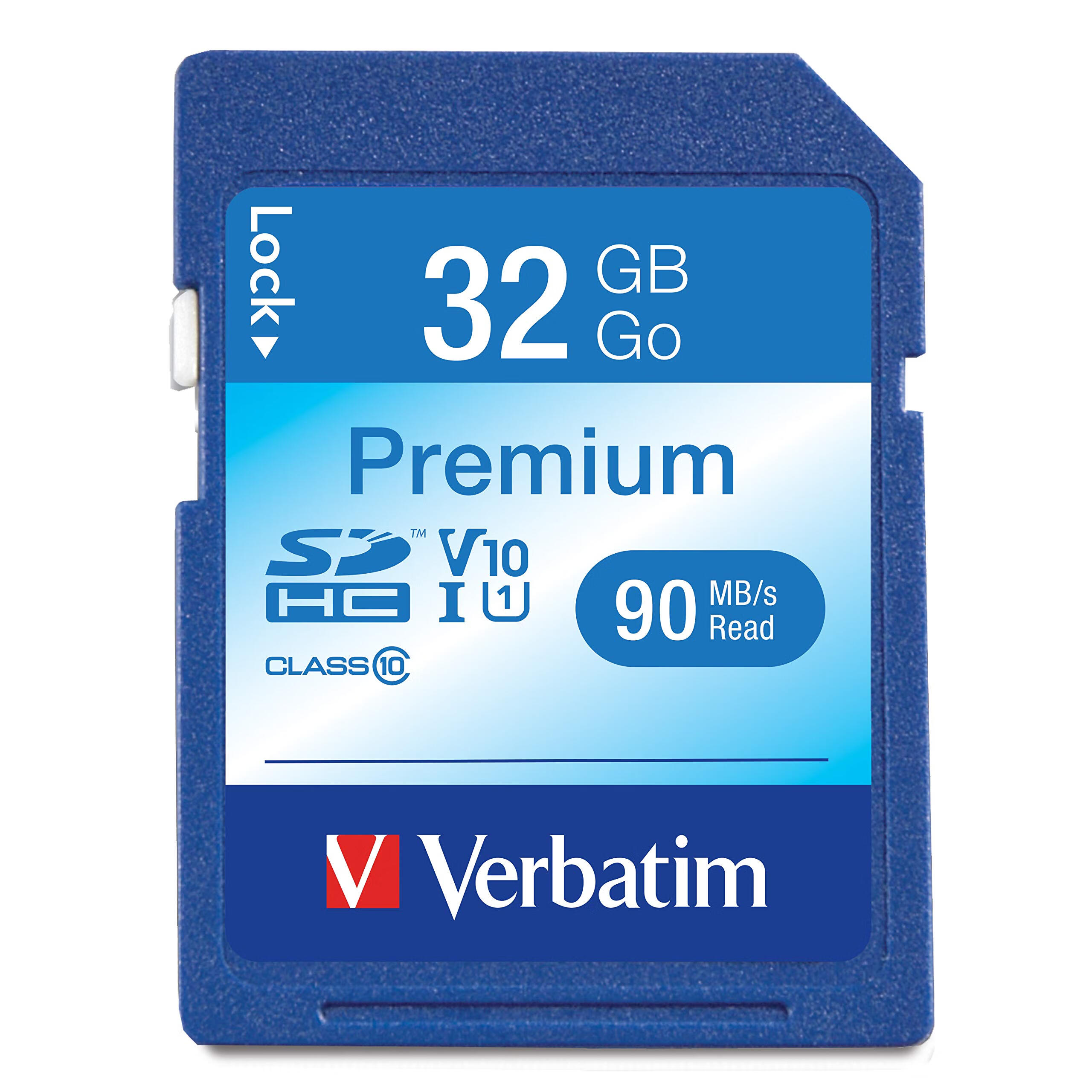 Verbatim 32GB 高级 SDHC 存储卡，UHS-I Class 10，蓝色