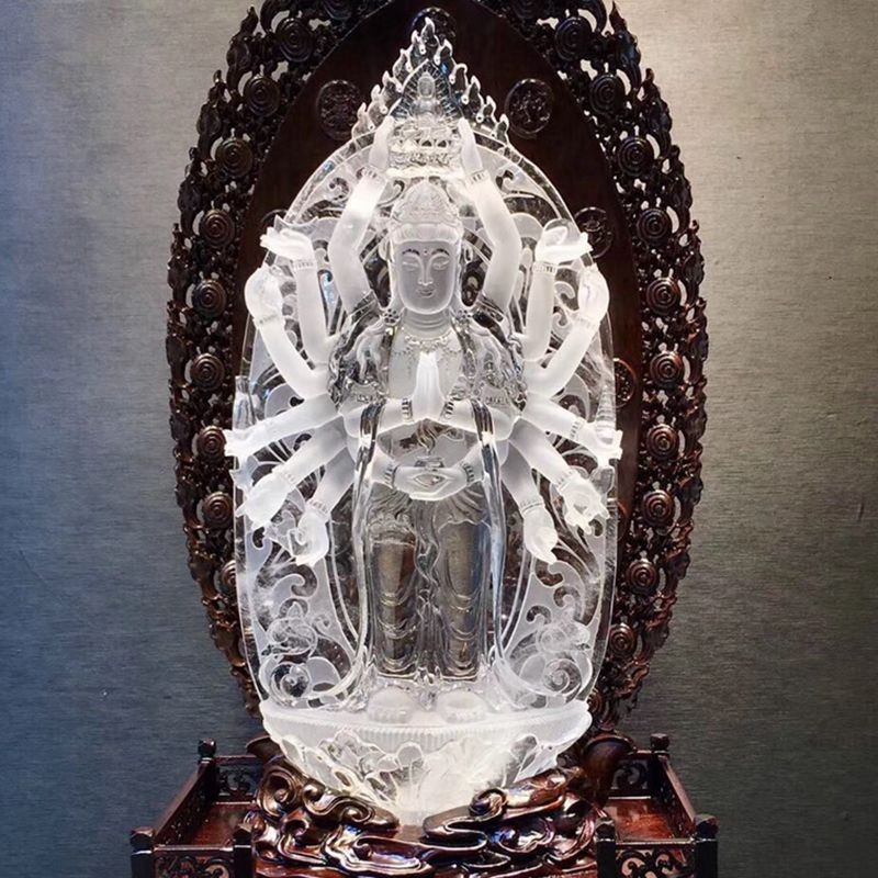 俊辰珠宝 巴西天然白水晶摆件 白水晶千手观音摆件水晶观音摆件