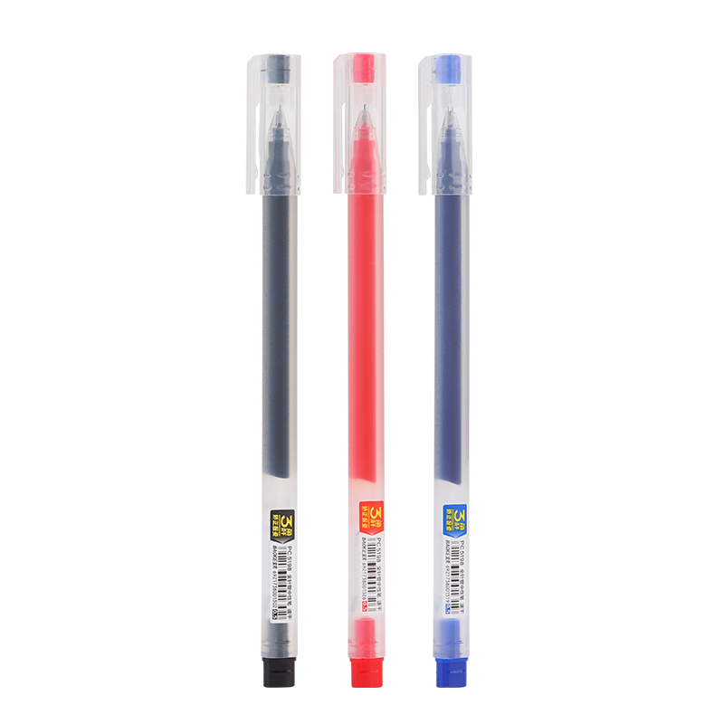 寶克(BAOKE)0.5mm全針管大容量中性筆 一次性辦公簽字筆 巨能寫學生水筆 順滑寫字筆 文具 24支 紅色 巨能寫【三角形筆桿】