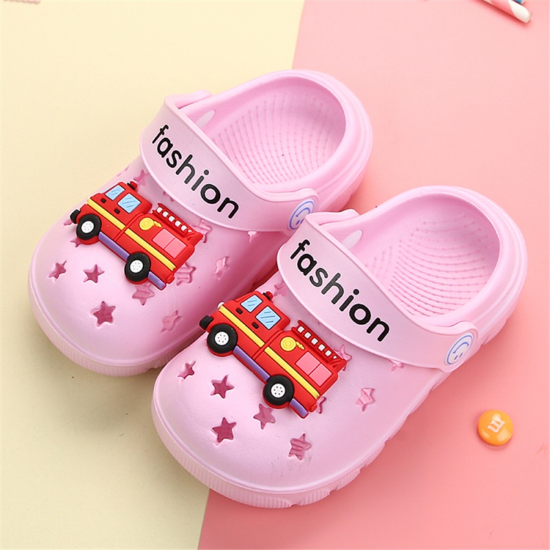 凉拖鞋小孩拖鞋包头男童沙滩鞋防滑夏季汽车消防车 1815-30粉色消防车