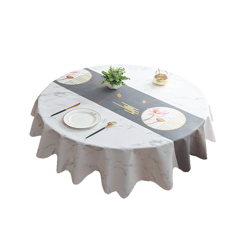 簡美家桌布圓形防水防油防燙輕奢高級免洗pvc餐桌墊布茶幾桌布桌面墊