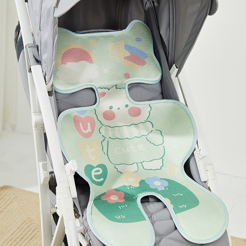 威尔贝鲁（WELLBER）婴儿推车凉席儿童席子舒适透气宝宝凉垫夏季冰丝席 绿色 68*39cm