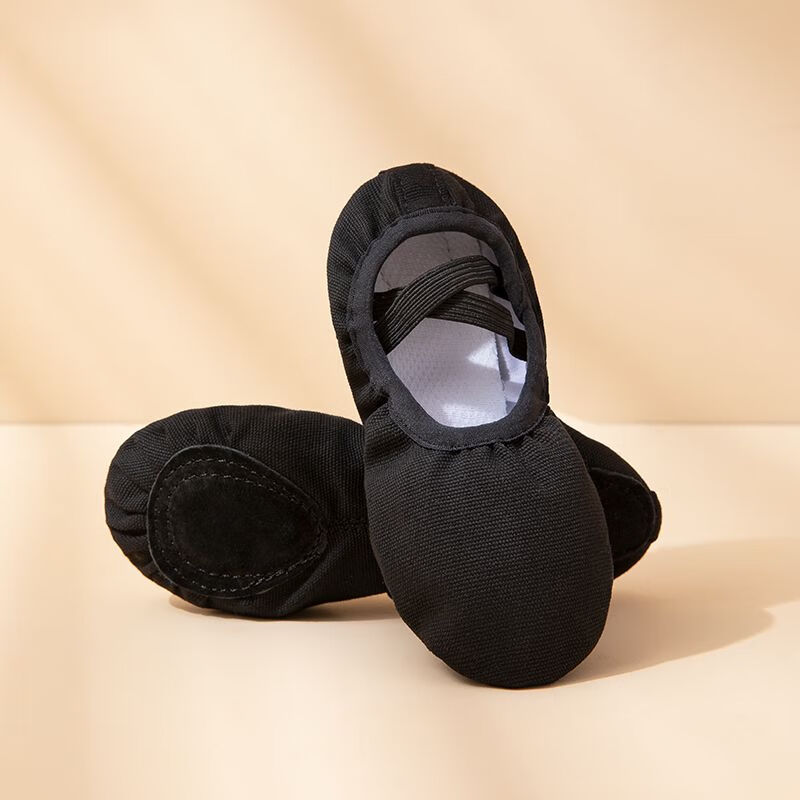 勉岳形体鞋男童舞蹈练功鞋黑色免系带软底考级芭蕾舞猫爪鞋男生跳舞鞋