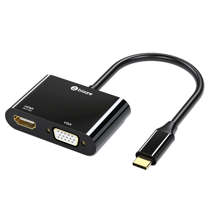 Biaze 毕亚兹 ZH72 Type-C转HDMI/VGA 接口转换器 黑色