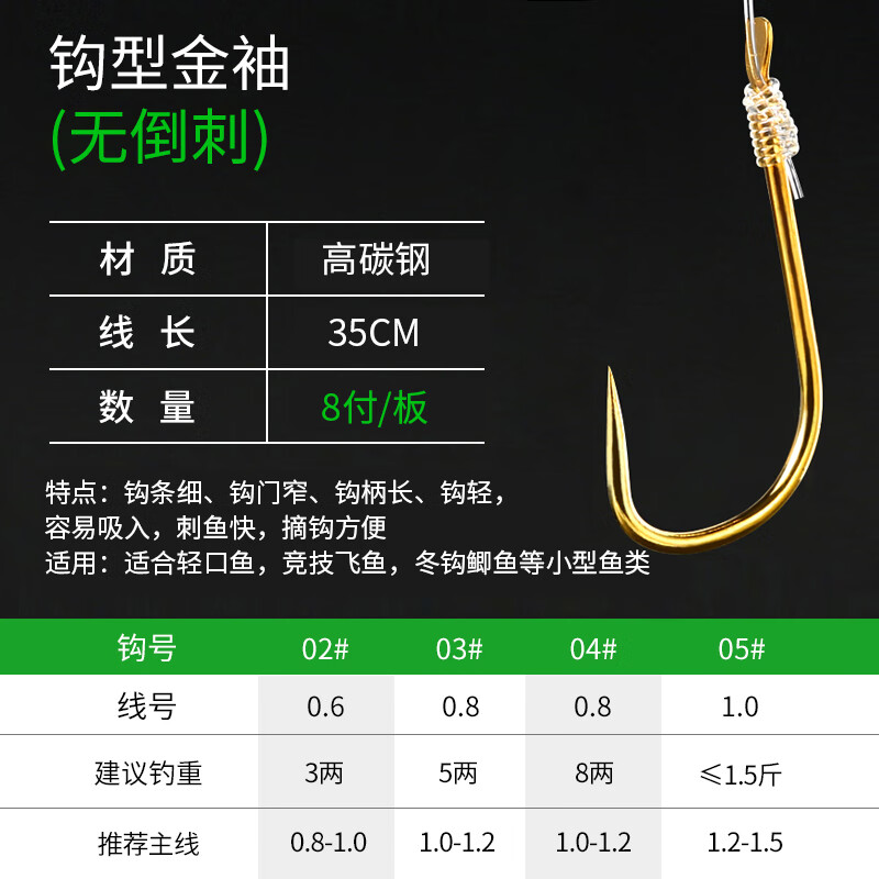 天元【隐形防缠】绑好鱼线子线双钩成品钓鱼套装全套金袖钩伊势尼伊豆