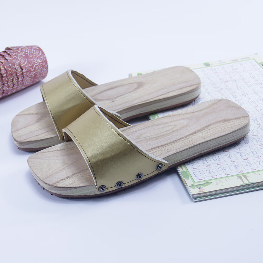 轶恬 浴室防滑 平底男女款木拖鞋 无漆按摩木屐 一字套脚木鞋包邮