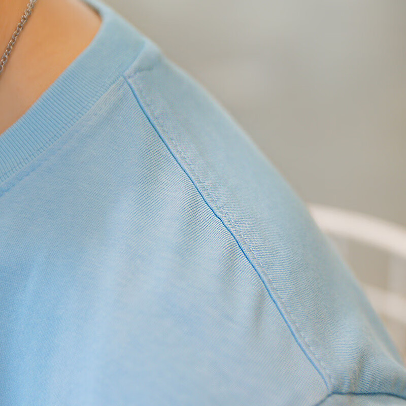 TEEK渐变长袖t恤男装春秋款上衣服 秋冬季男士秋装体恤休闲印花打底衫 JAC68B蓝白色 L