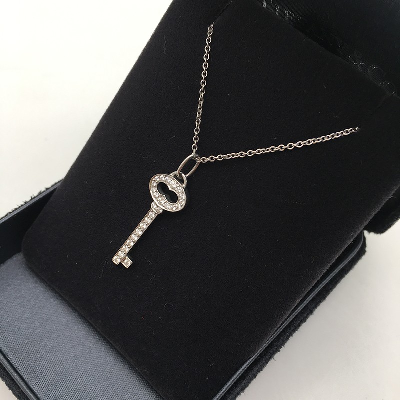 【二手99新】tiffany/蒂芙尼keys铂金钥匙满钻项链 附件:尘袋 链长