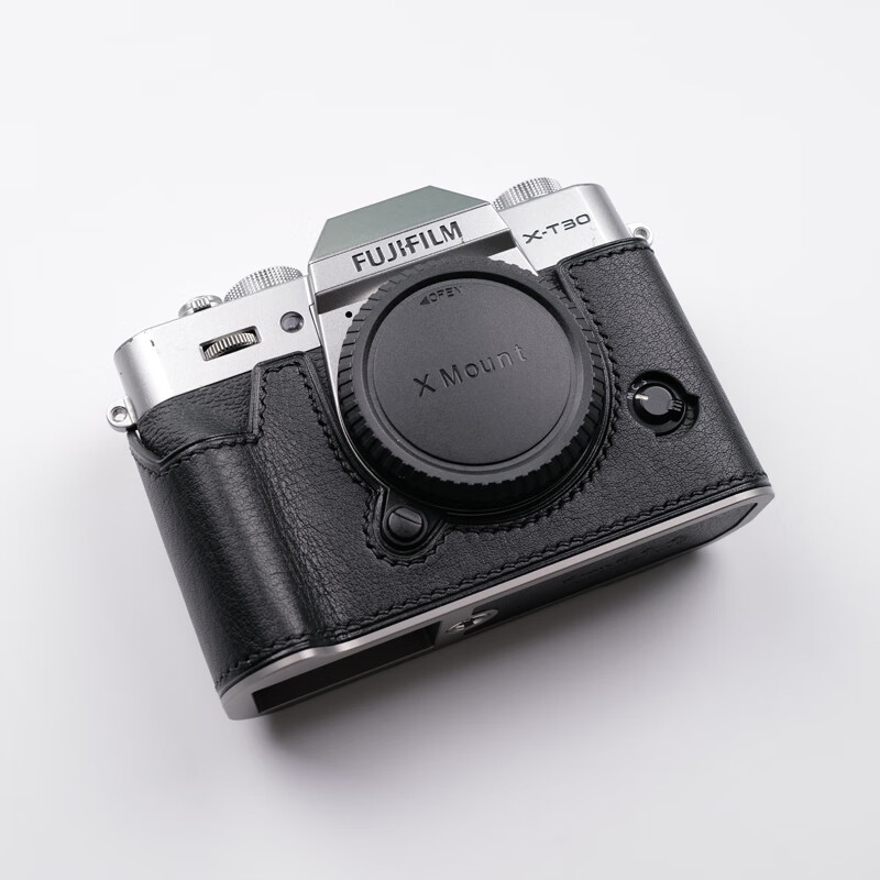 意利普适用于富士fuji xt20 ii二代缝制真皮皮套盖包 黑色