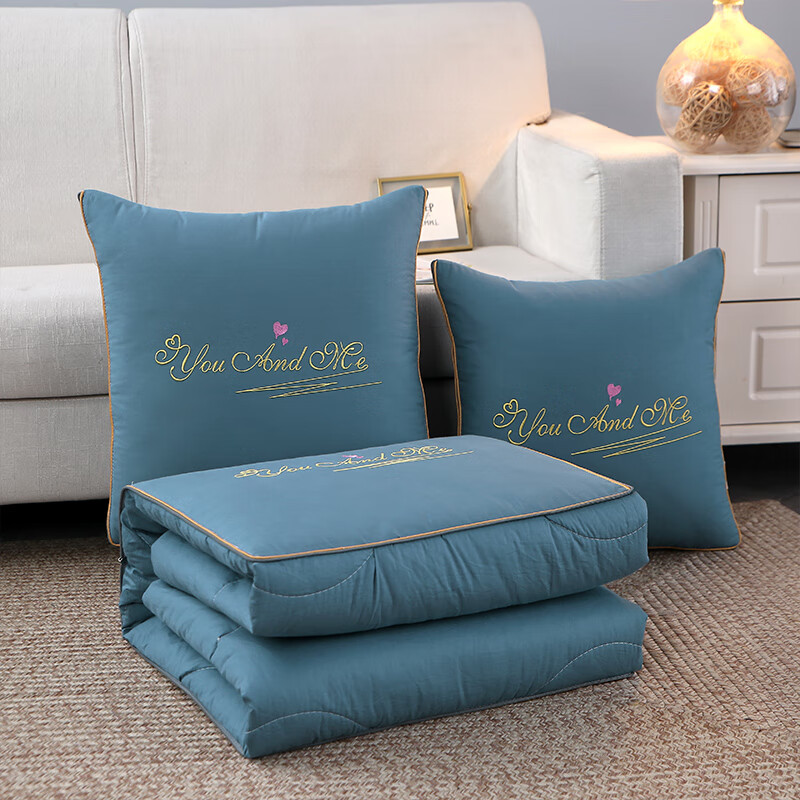 zs-全棉简约爱心字母蓝色【不褪 抱枕40cm打开100x150cm可机洗