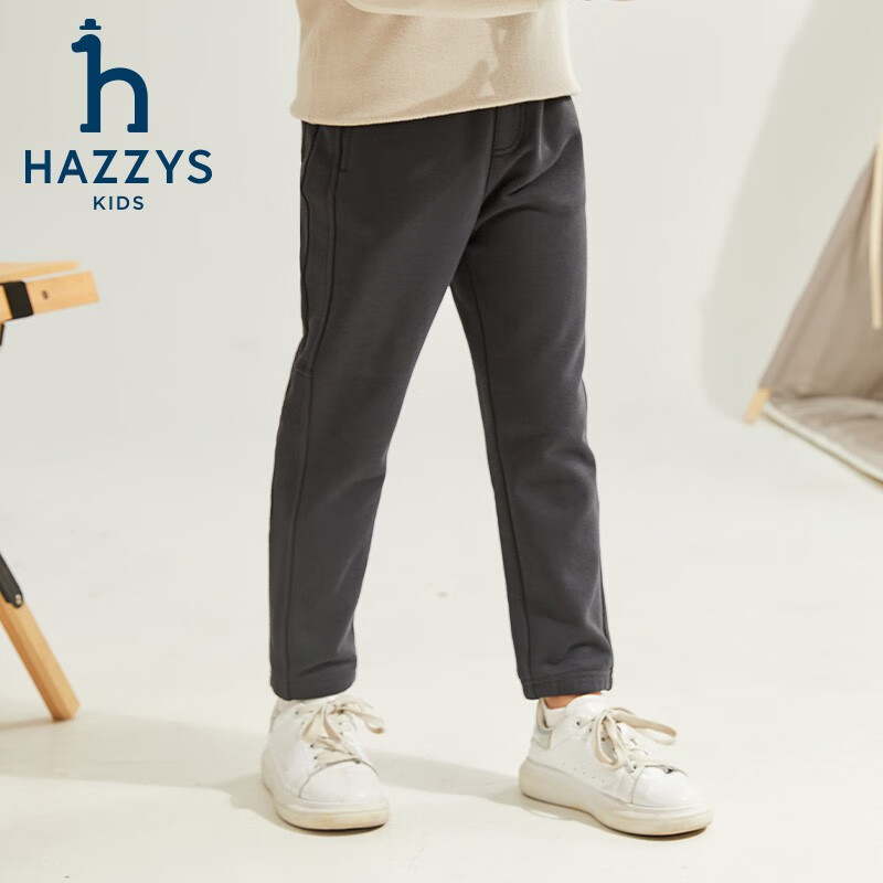 哈吉斯（HAZZYS）品牌童装男童长裤秋新品透气舒适吸汗简约休闲百搭针织长裤 暗石灰 145