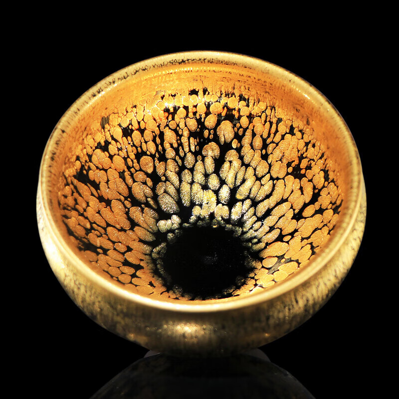 仙袋名家蔡志强金盏原矿天目盏品茗杯纯手工金油滴建盏主人杯 蔡志强