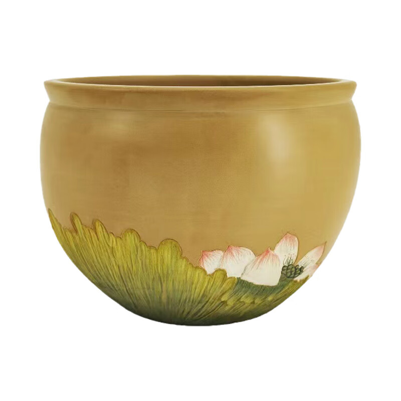 荣州陶传统土陶纯手工水洗(高15厘米,直径20厘米) 土陶浮雕赋彩水洗