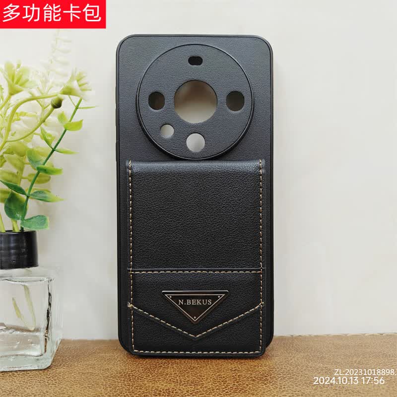 馨柏儿创意新款防盗刷卡袋手机壳卡包素皮保护套翻盖上下开皮套背面插卡支架全包镜头防摔软边男高级定制 带卡包丨轻薄素皮+全包镜头圈 华为mate60pro+