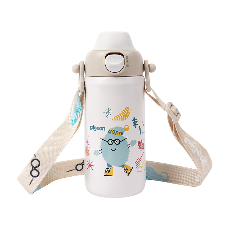 贝亲水杯 大容量宝宝保温杯 儿童保温饮水杯 双饮口吸管杯 保冷杯 500ml 保温杯-灰色