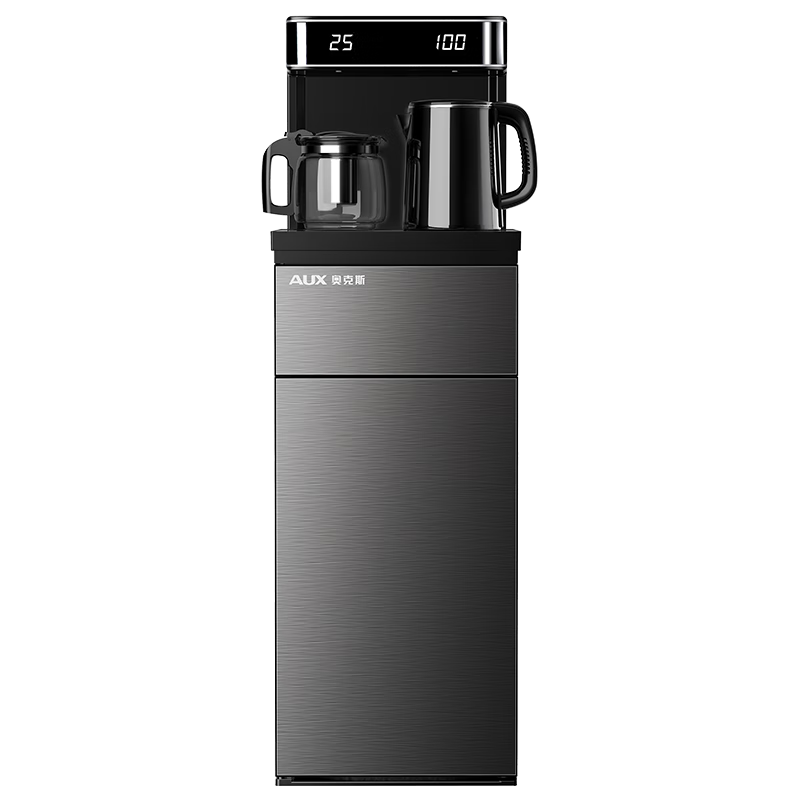 奥克斯（AUX）家用茶吧机大屏下置水桶饮水机 双温双显双出水口 立式智能遥控茶吧机冷热款YCB-0.75-58