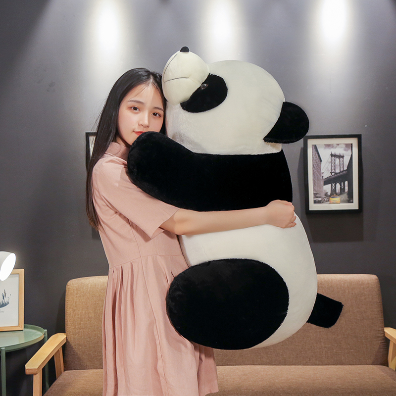 可爱大熊猫公仔抱枕黑白熊猫布娃娃玩偶趴趴熊猫毛绒玩具儿童女生礼物 熊猫公仔 50厘米（送30厘米一个）