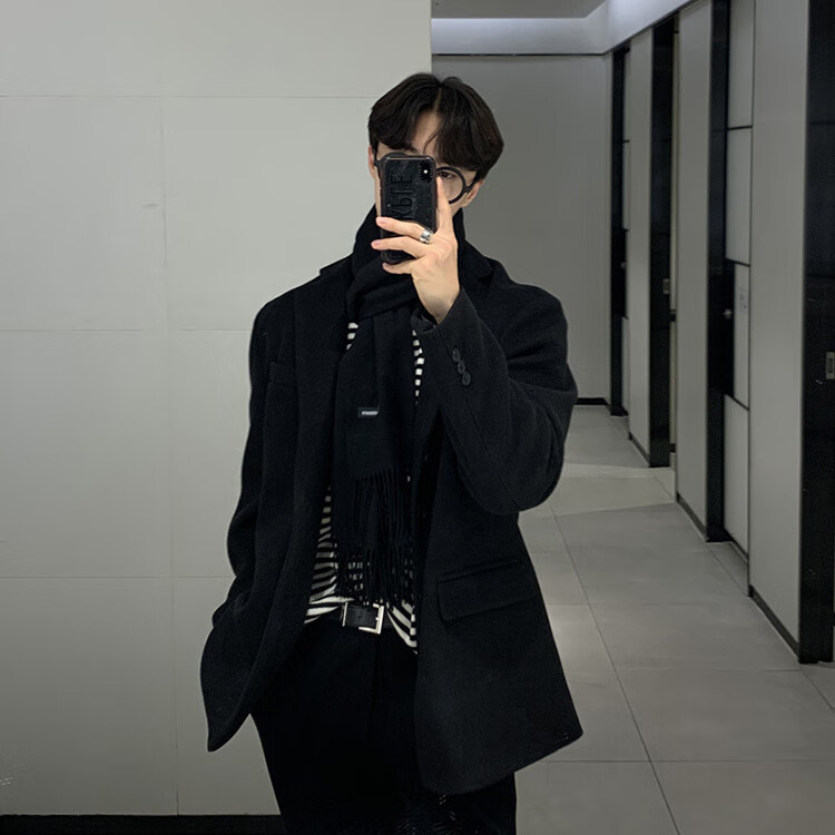 sudeebioy男装冬季搭配全套英伦雅痞风套装雅痞毛呢西装外套男痞帅