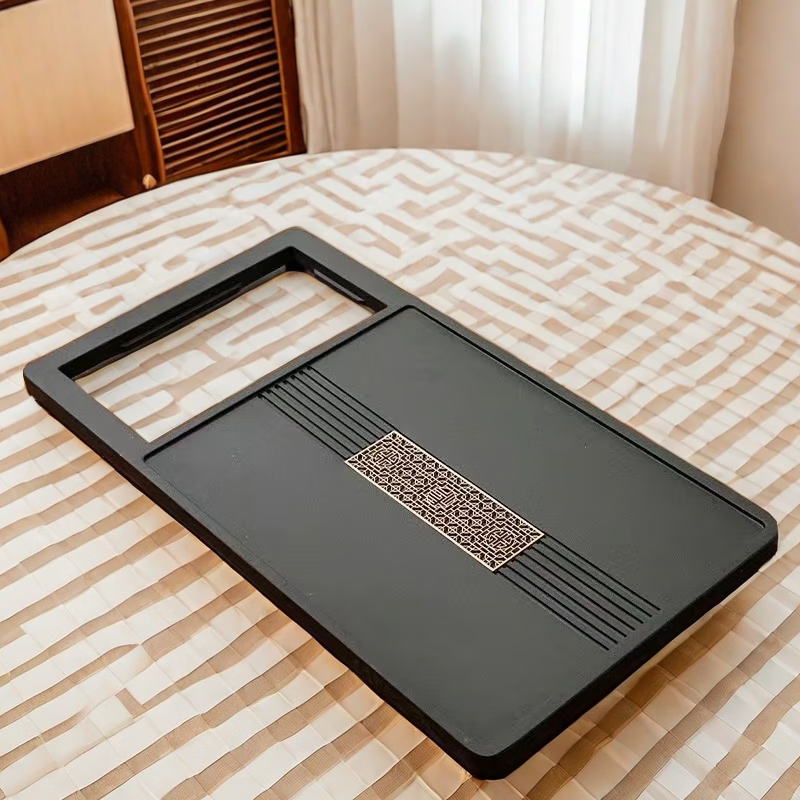 合成乌金石茶盘套装全自动上水一体石茶盘整套办公家用茶台茶盘 (一体式)85*45长窗花+玻璃电炉