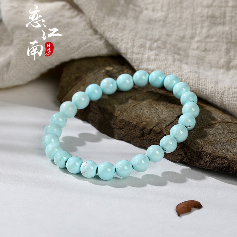 仙来阁情人节礼物绿松石圆珠文玩手串配饰珠径约7mm 绿松手串