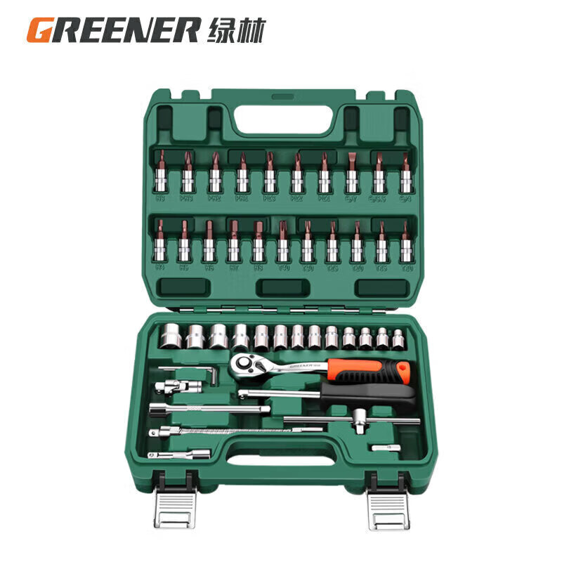 绿林（GREENER）汽修工具套装 套筒扳手工具箱快速扳手修车汽车修理工具