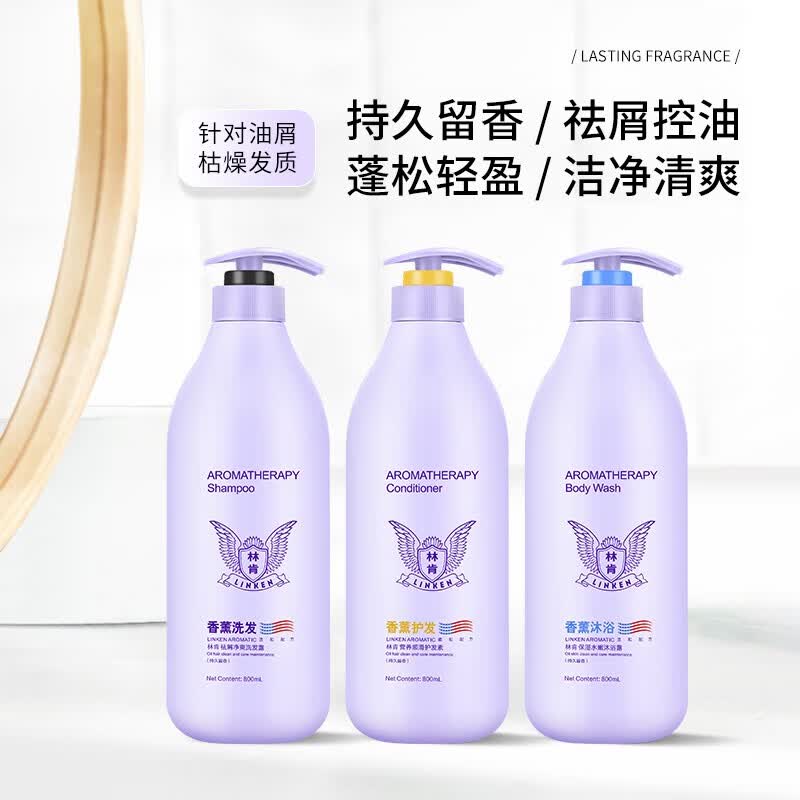 林肯香薰洗护两件套祛屑控油洗发水柔顺顺滑护发素沐浴露洗护沐装 香薰800ml沐浴露+沐浴露-1.6L