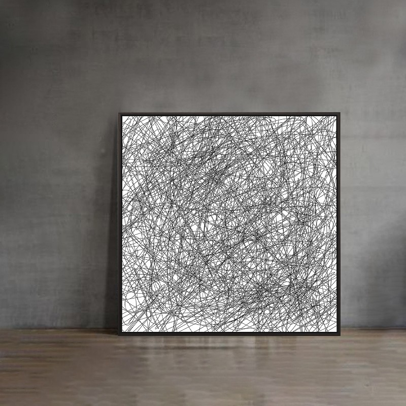 黑白抽象装饰画简约玄关餐厅书房卧室起居室挂画不规则线条<思绪&