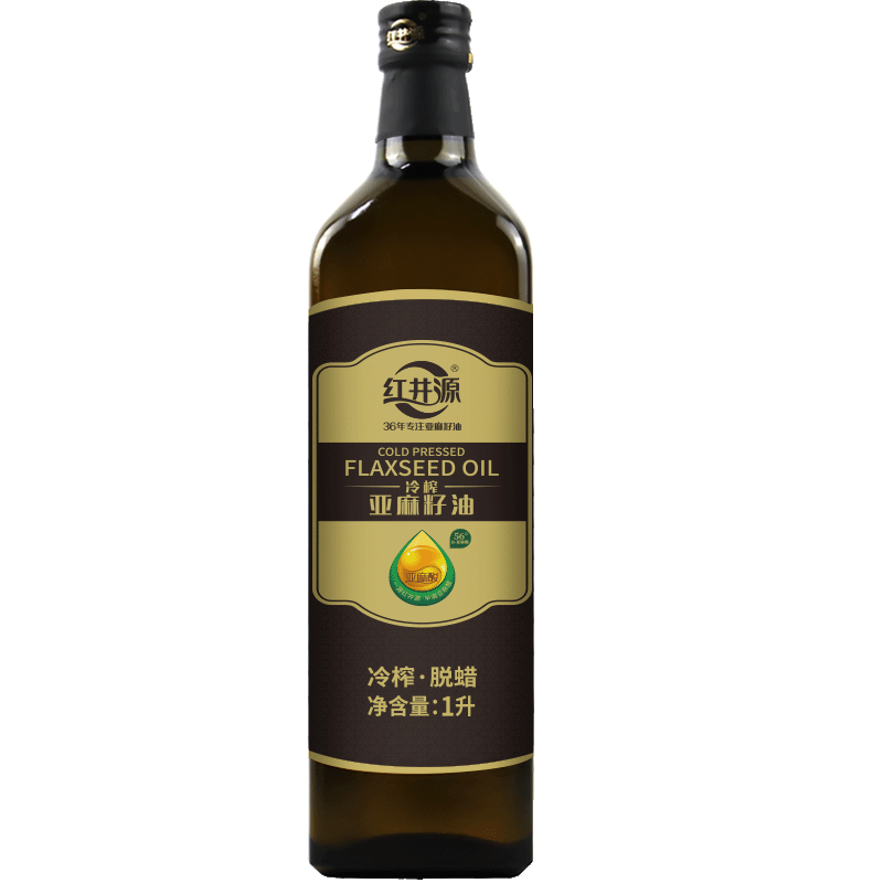 紅井源一級冷榨亞麻籽油1L輕食涼拌可直飲內蒙古特產胡麻油補充a亞麻酸