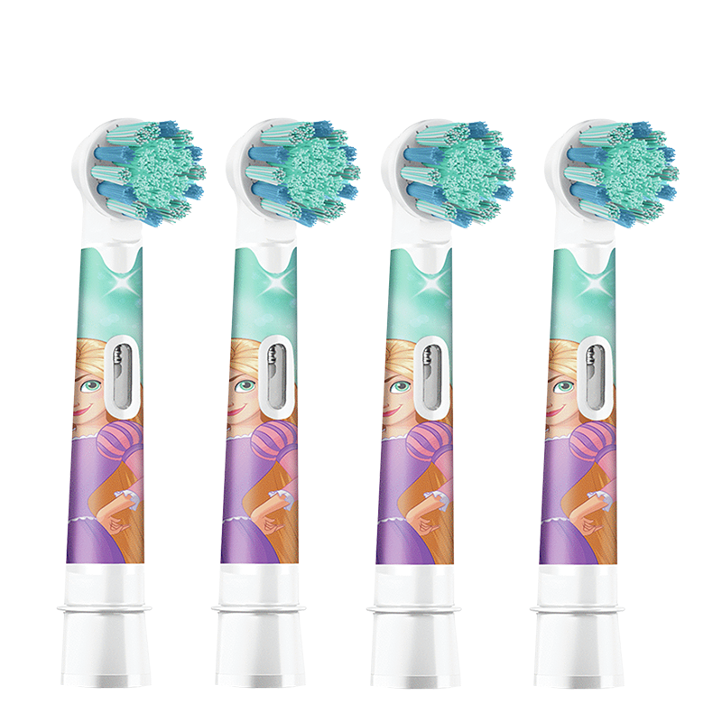 欧乐B儿童电动牙刷头 4支装 适用D100K儿童电动牙刷小圆头牙刷（公主款图案随机）EB10s-4K 德国进口100034774352