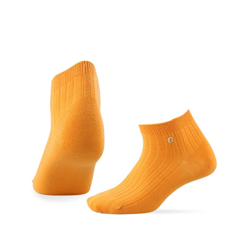 诺羊毛袜双针筒休闲宽松多彩lifestyle日常生活舒适色彩系列 橙色短筒