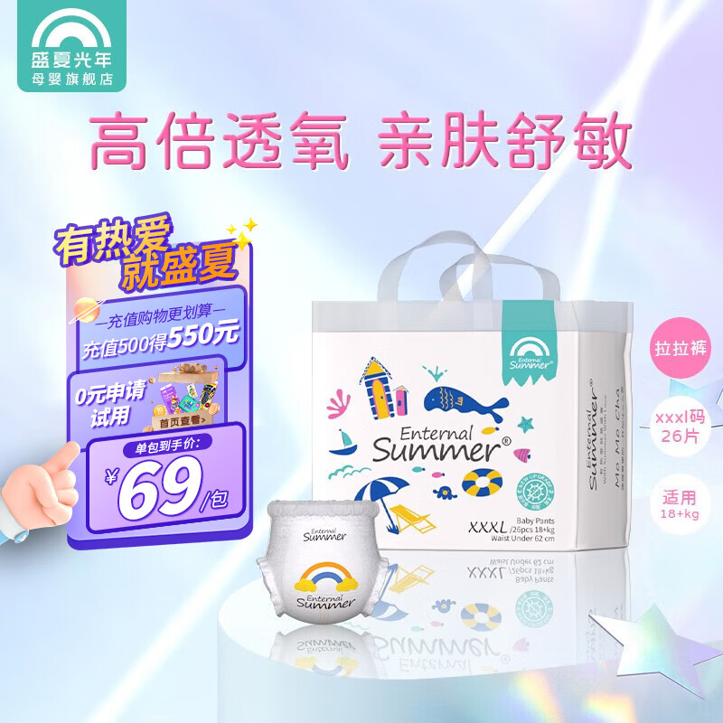 盛夏光年Summer夏日么么茶拉拉裤 婴儿成长裤超薄透气加大码 拉拉裤XXXL码26片（18kg+）怎么样,好用不?