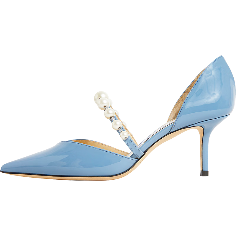 JIMMY CHOO圣誕禮物女士煙青色尖頭高跟鞋AURELIE 65 XKM 232 38