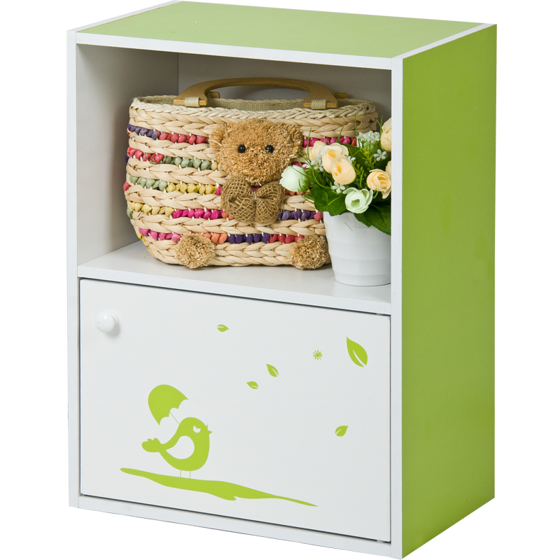 慧乐家 书柜书架 两层单门印花书柜时尚创意层架储物柜组合柜 11287-1