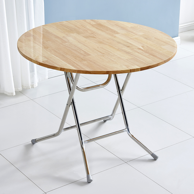 实木80cm圆桌 钢腿 75cm高