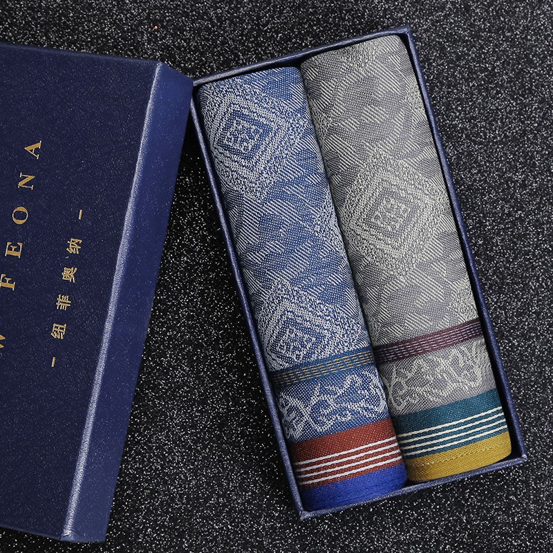 纽菲奥纳手帕男士纯棉吸汗手绢男人方巾全棉擦汗随身手巾礼盒装 风度2