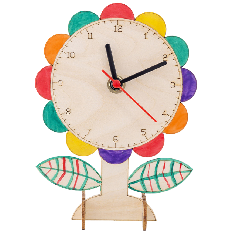 皮皮豆 创意diy涂色手工制作自制时钟材料包钟表小一二三四年级教具儿童科技小制作新年跨年男孩