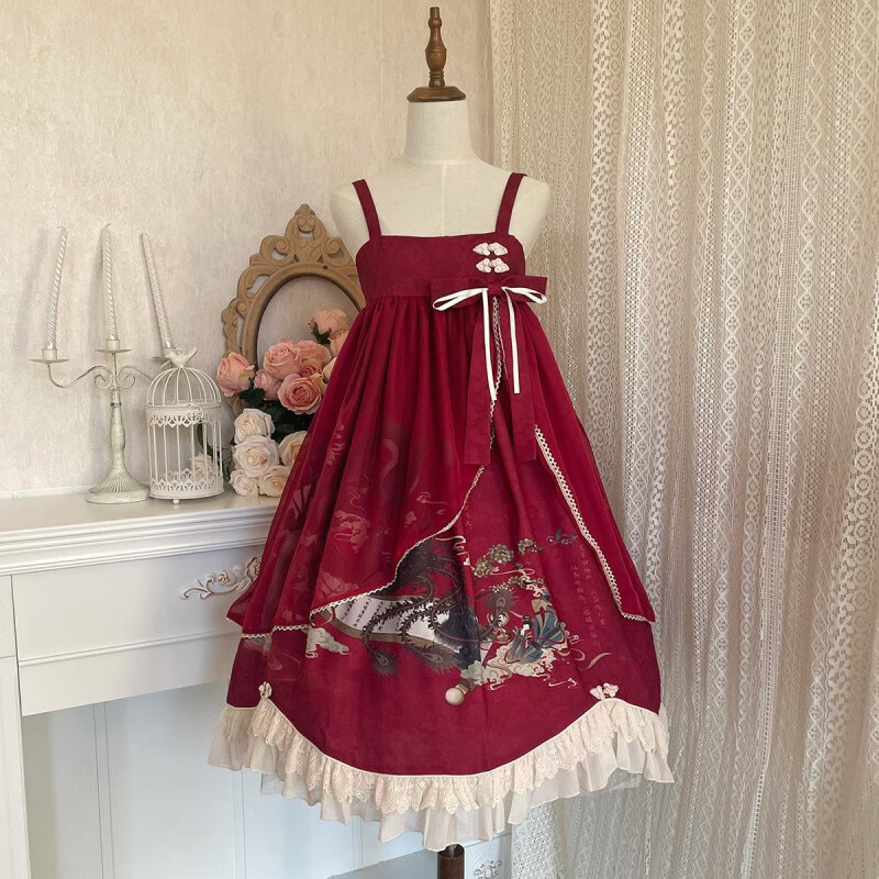 原创设计洛丽塔洋装山河卷国风洛丽塔中华风长袖lolita连衣裙斗篷套装