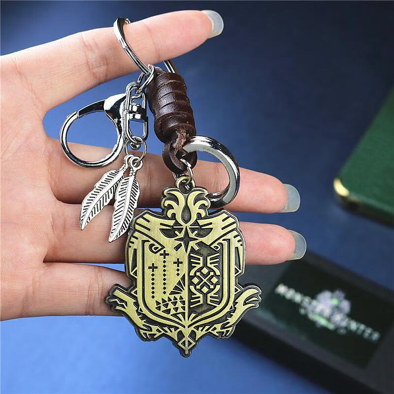 世界p3周边太刀钥匙圈腰扣剑弩武器道具标志包链挂件 怪物猎人标志