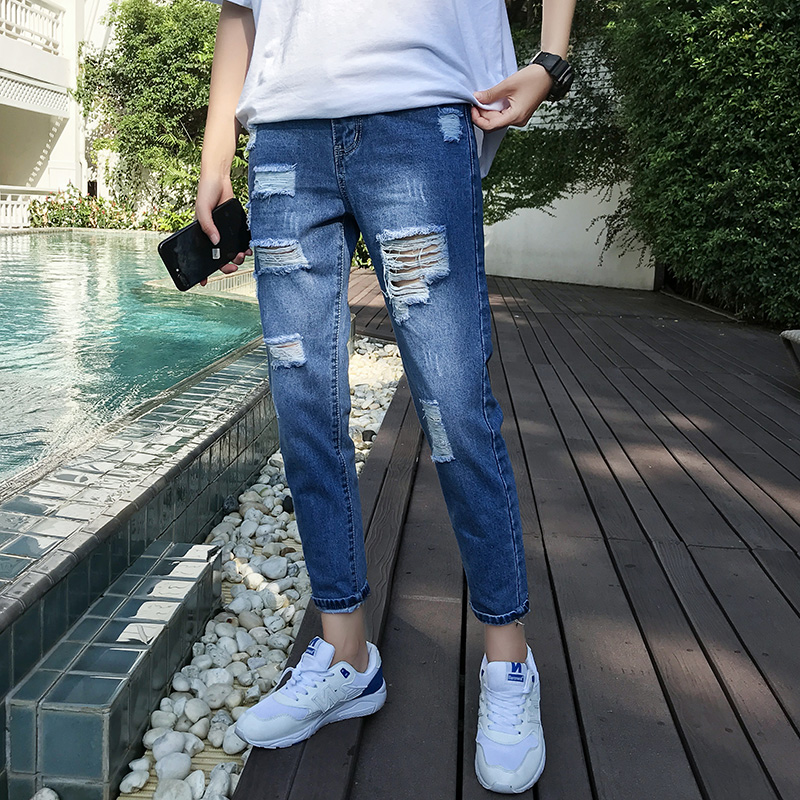 展佳 高档lagirl韩国代购20秋季新款个性休闲风不规则剪边时尚牛仔裤