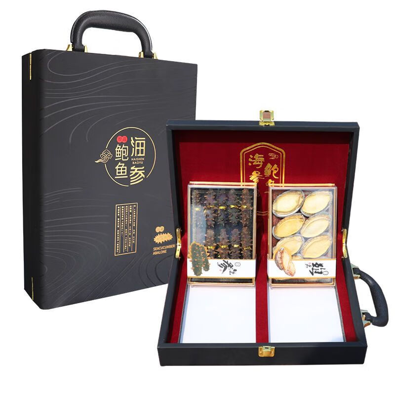 望蓝川烟台特产淡干海参鲍鱼双拼礼盒装海鲜干货过年节日送礼父母长辈