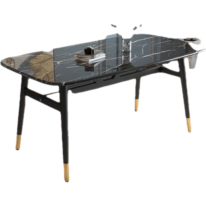 鑫恩理 轻奢餐桌家用饭桌现代简约餐桌椅组合长方形加厚仿大理石网红餐台 防黑理石密度板 120*60单桌