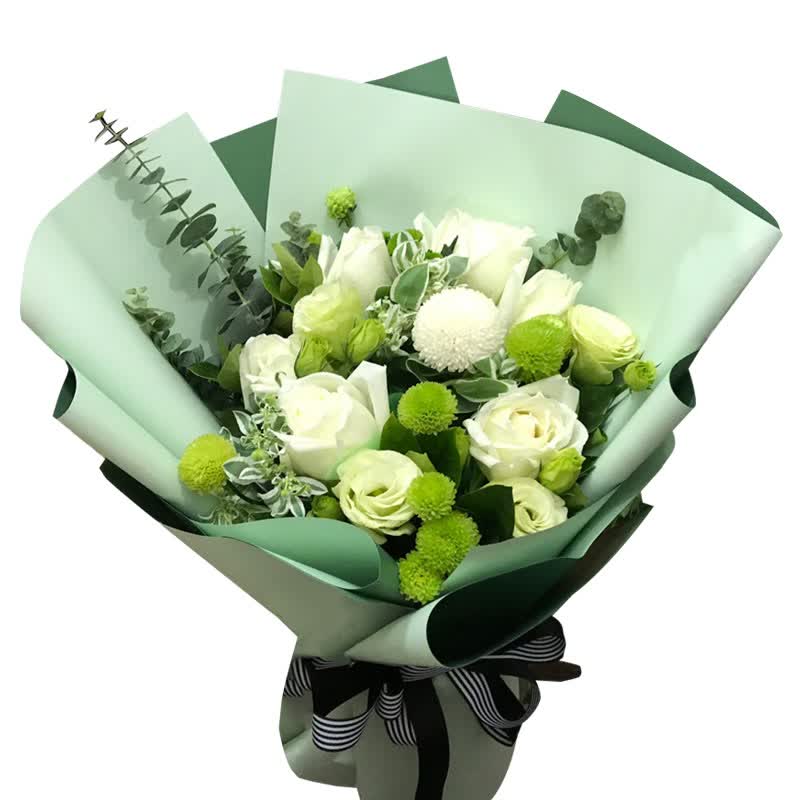 同城送花 白玫瑰花束礼盒生日礼物送女友全国配送 6朵白玫瑰韩式花束