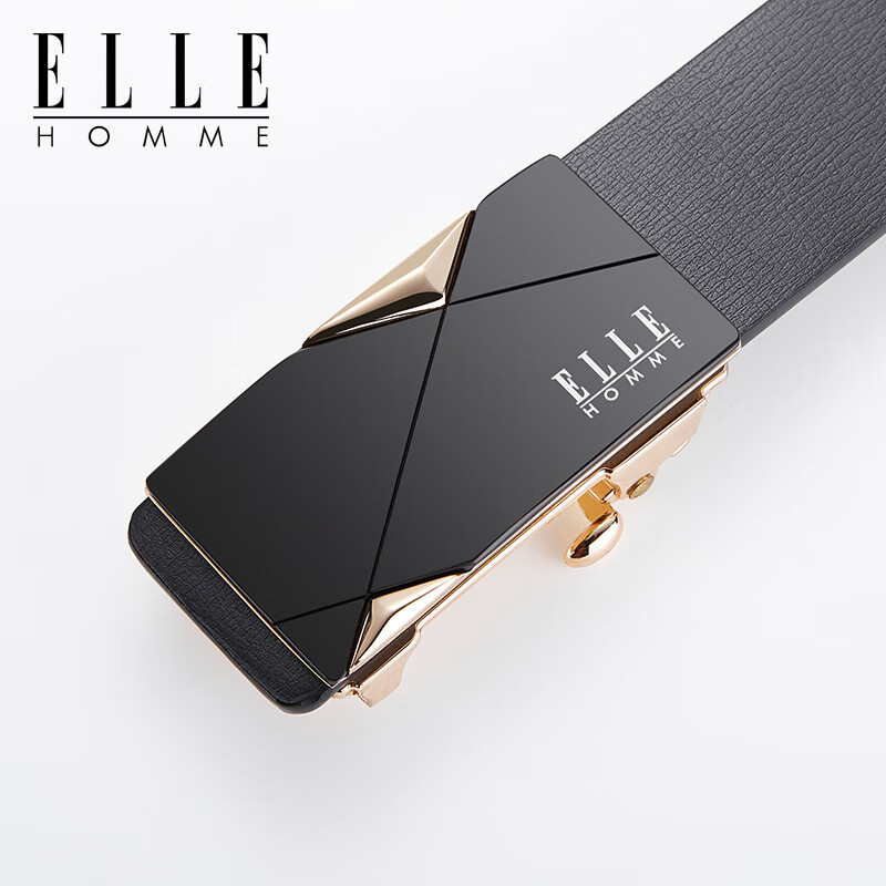 ELLE HOMME男士皮带男真皮无牙自动扣腰带商务裤带高档生日元旦礼物送男友 【专柜礼盒】金色-902041 115cm （140斤-160斤适用）