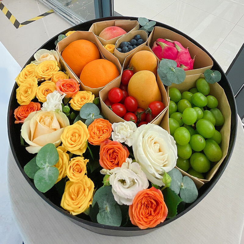 同城一小时达水果花束旺仔牛奶葡糖零食花束礼盒鲜花速递送女友 浪漫